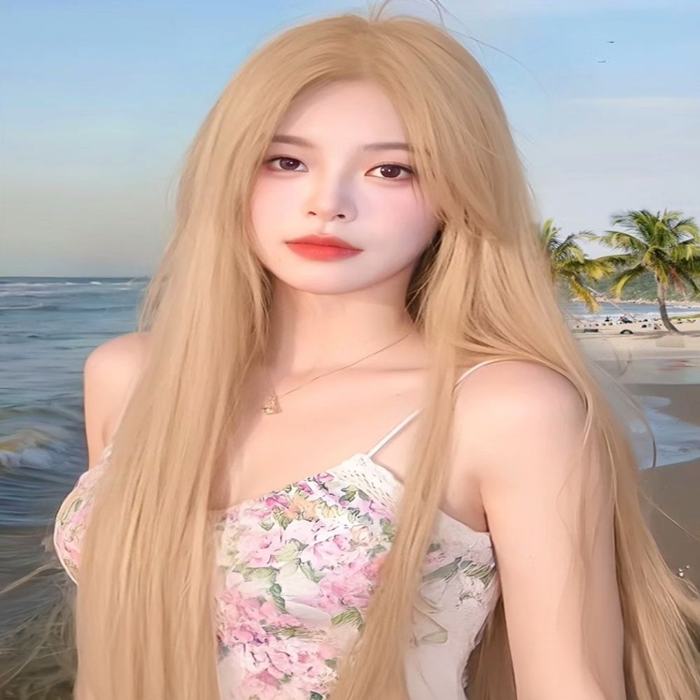 자연스러운 생머리 통풍 인모 가발 데일리용 금발