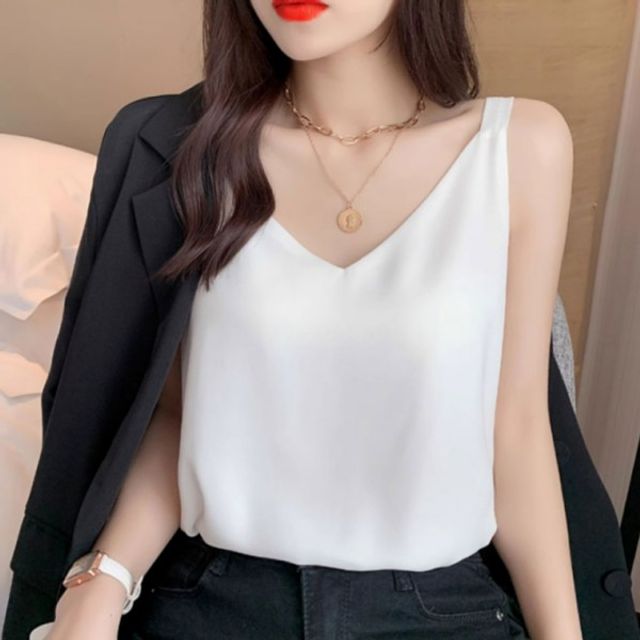 민소매티 딥브이넥 여성 기본 여름 데이