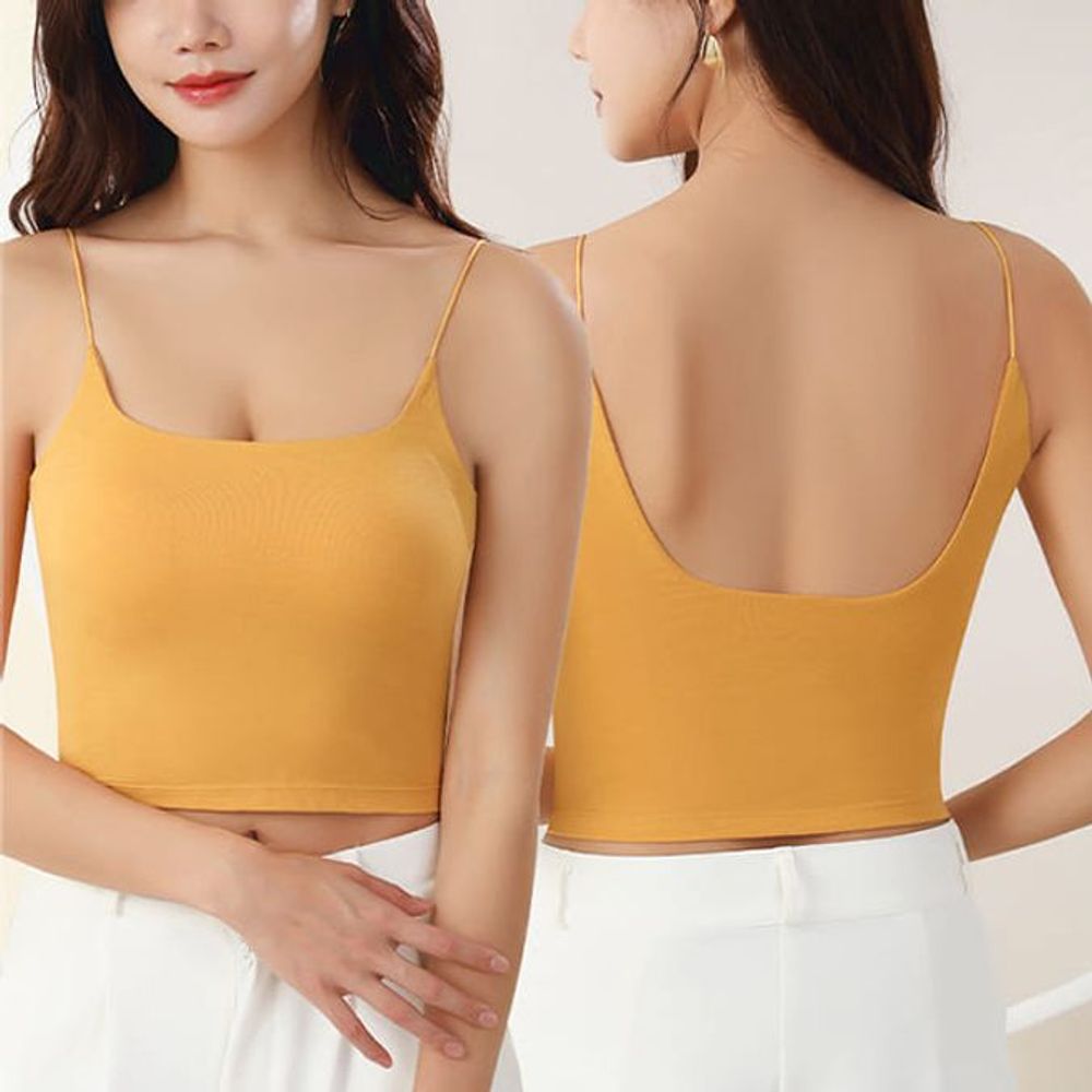 나시 캐미솔 노브라 티 여성 민소매 캡 캡내장
