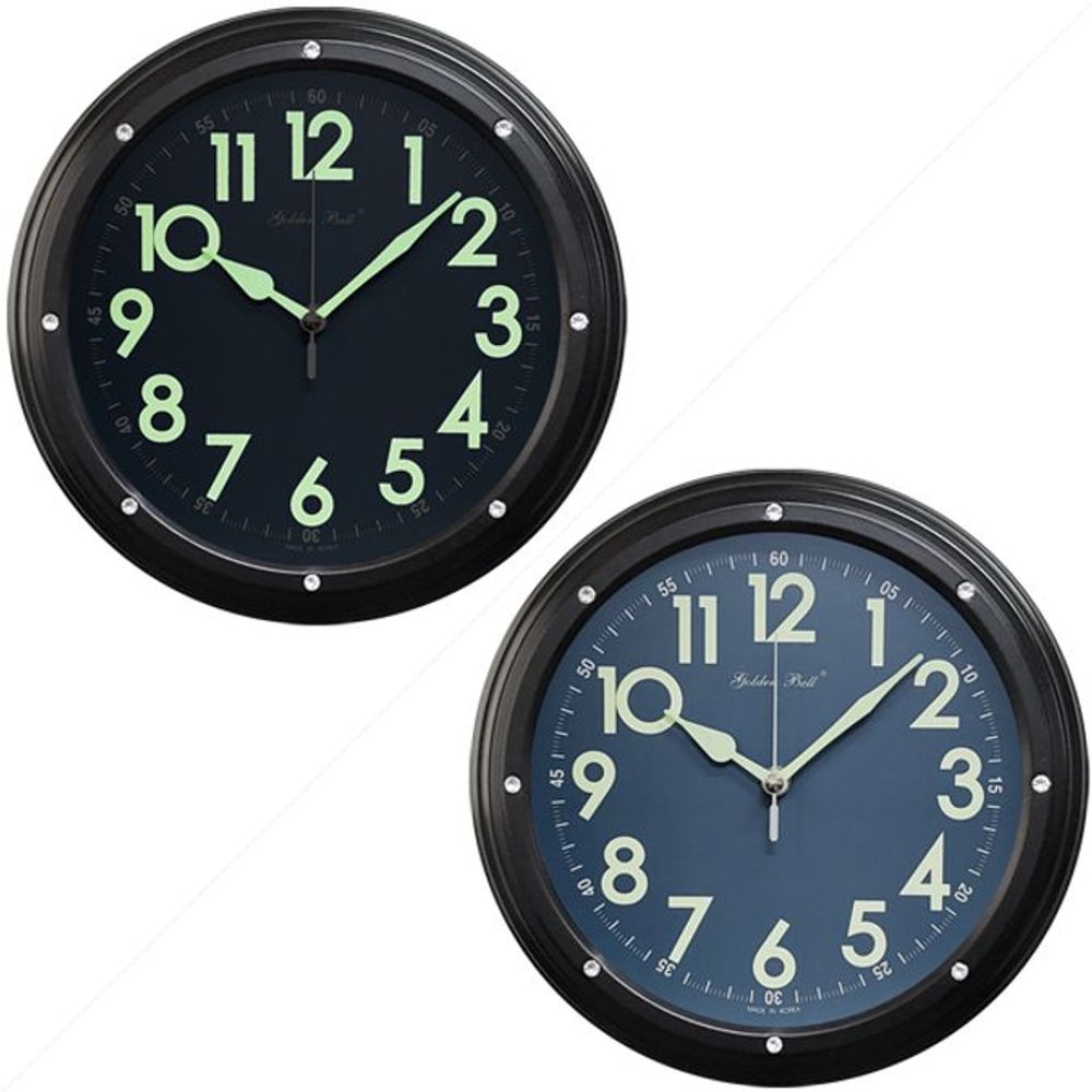GB5245e 야광무소음 큐빅 메탈 볼록 벽시계 25cm 블랙