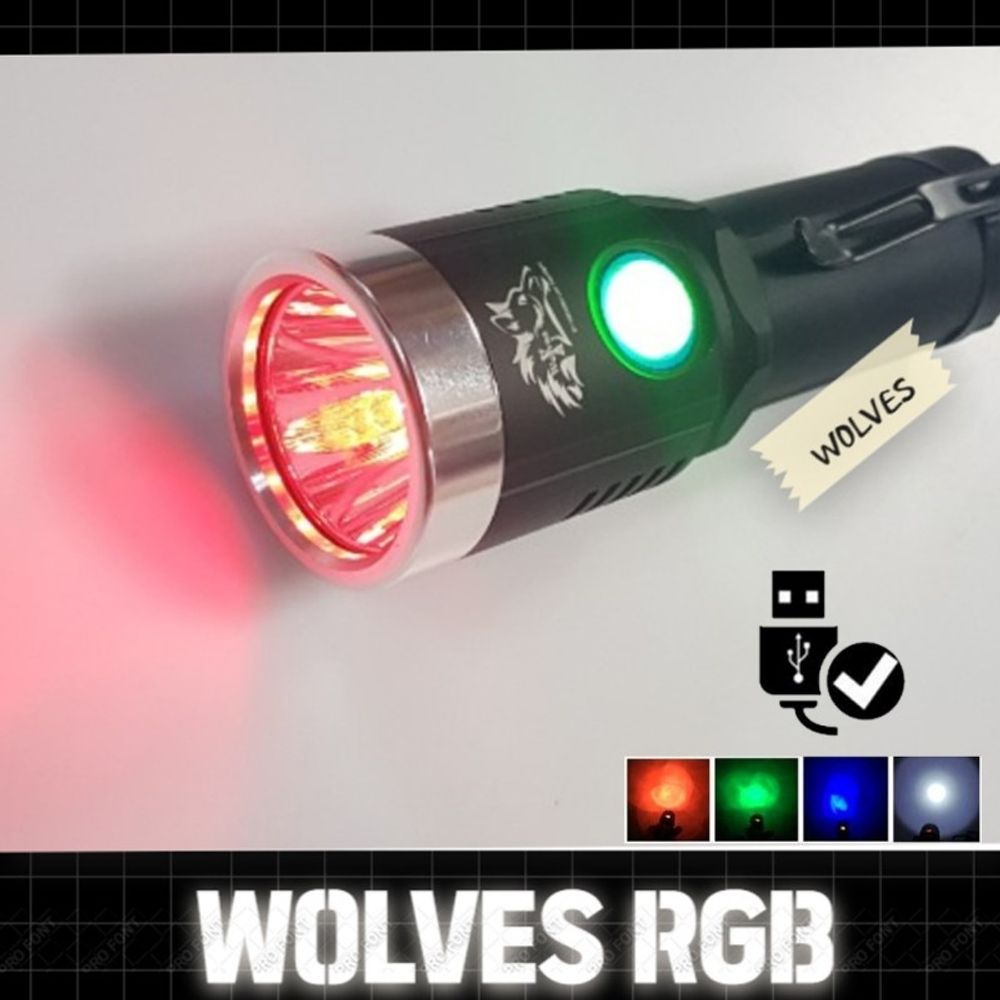 128MM 4가지 BEAM XML L2 울브스 RGB LED랜턴 본품