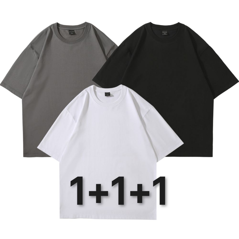 휴앤핏 프리미엄 면 라운드 반팔티 순면티셔츠 3pack