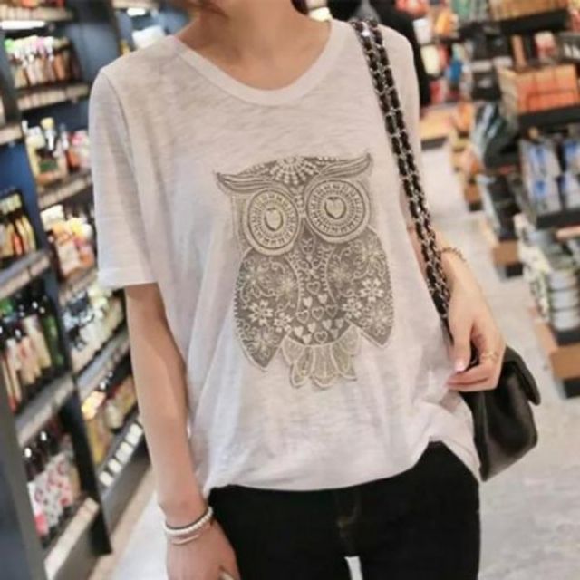 S9533/자수부엉이 반팔티/여름반팔티/면반팔티