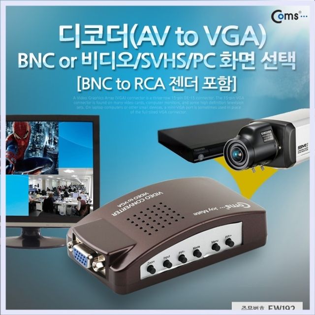 FW192 AV TO VGA 디코더 BNC/RCA/SVIDEO to VGA(RGB)