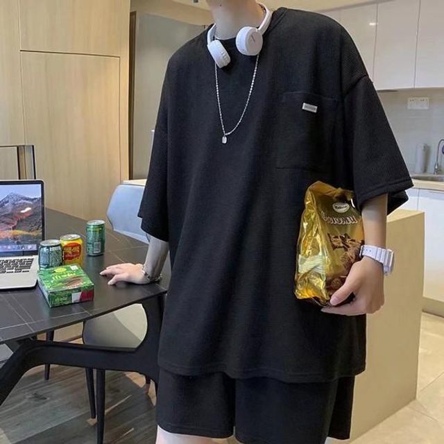 남성 캐주얼 스트릿 오버핏 스타일 셋업 세트 남성티