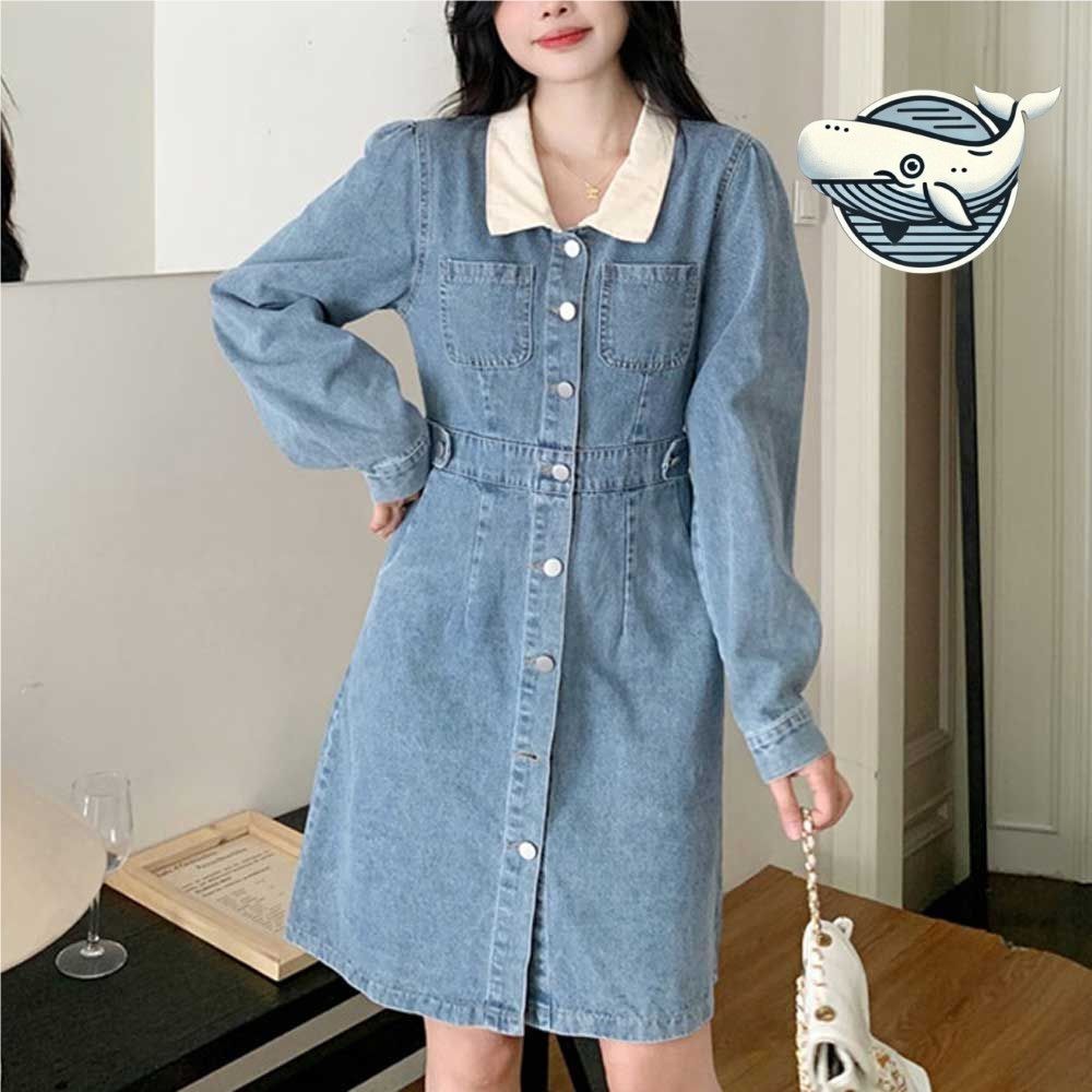 청바지 스타일 포켓 원피스 세련된 데일리 룩