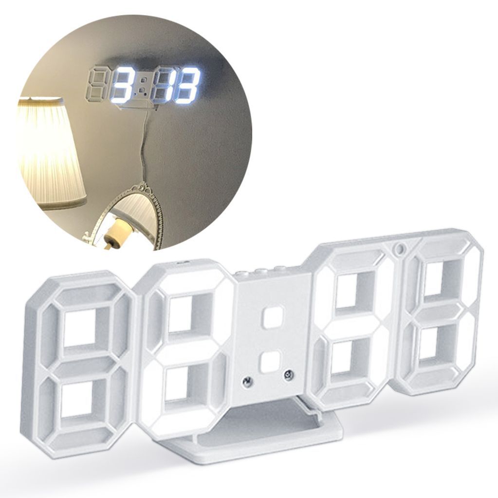 3D LED 무드 시계 무소음 디지털 벽걸이 탁상 알람