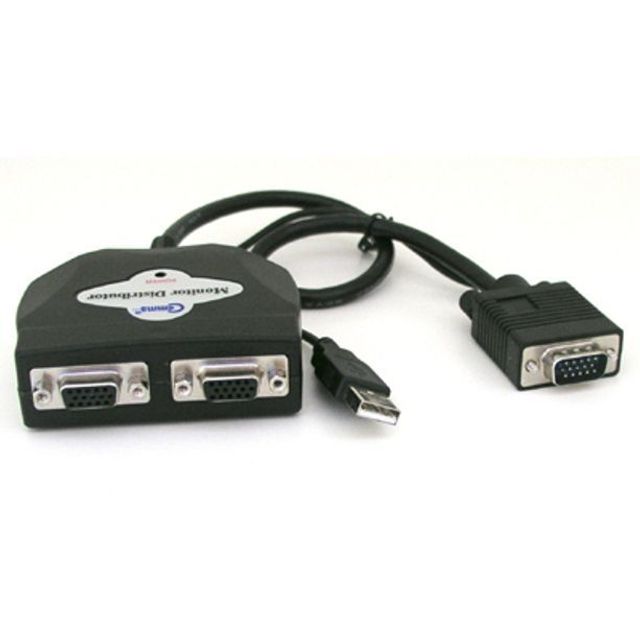 Coms 모니터 분배기 2대1 케이블 일체형 USB 전원