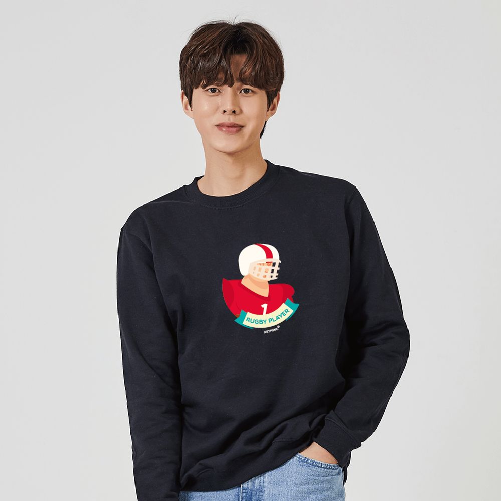 키밍 럭비 선수 그래픽 맨투맨코디 후드티