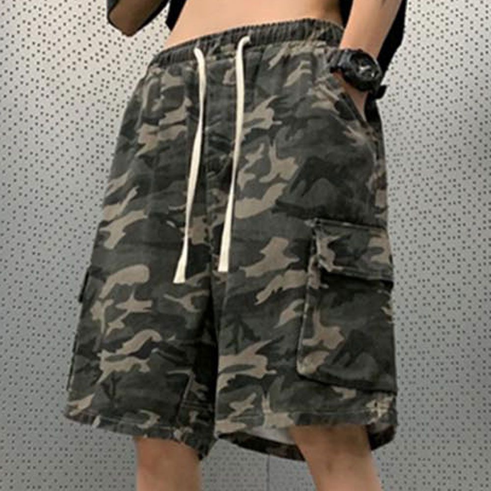 루즈핏 카모 반바지 이중밴딩 사이드포켓 편한 바지