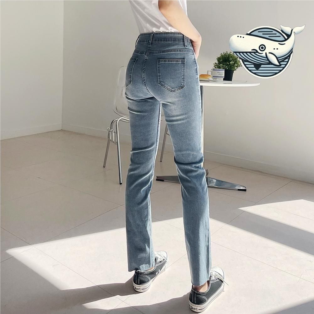 여성 슬림핏 청바지 컷팅 스판 데일리 캐주얼