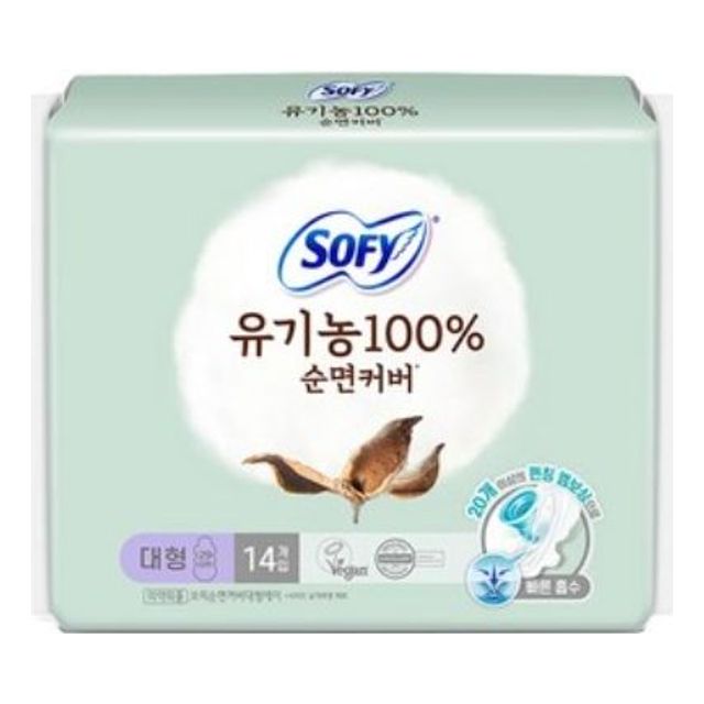 쏘피 유기 농 순면커버 생리대 대형 날개 14입X4개
