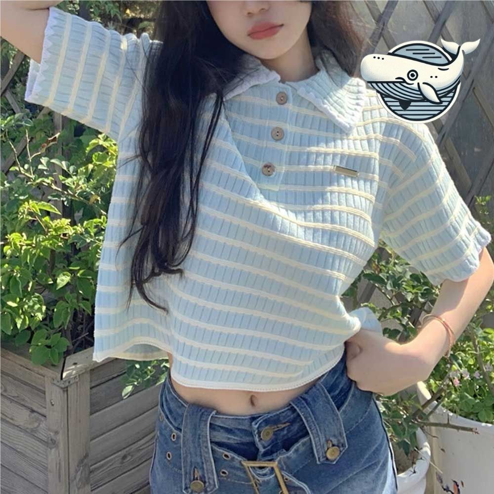 여름 스트라이프 카라 티셔츠 데일리 기본 반팔