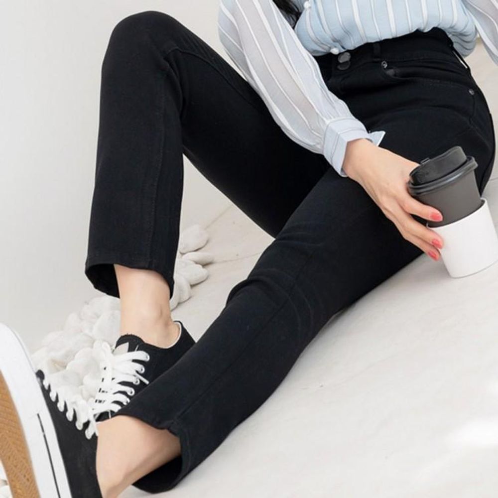 여성 여자 빅사이즈 바지 밴딩 블랙 팬츠 일자