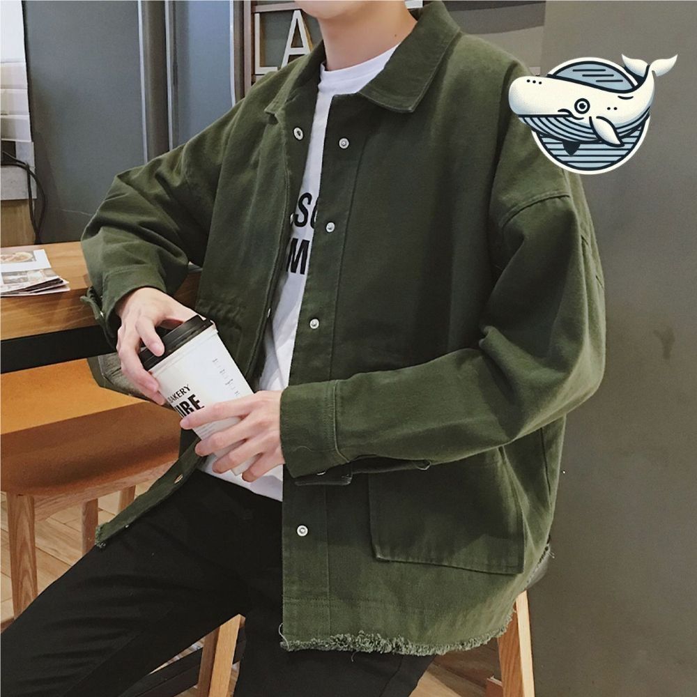 간절기 카키색 남성 경량 자켓 멋스러운 카라