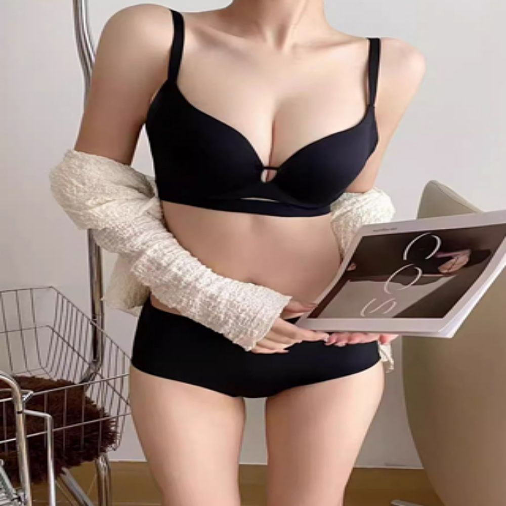 여성 3컬러 벨루아 심리스 노와이어 브라 펜티 세트