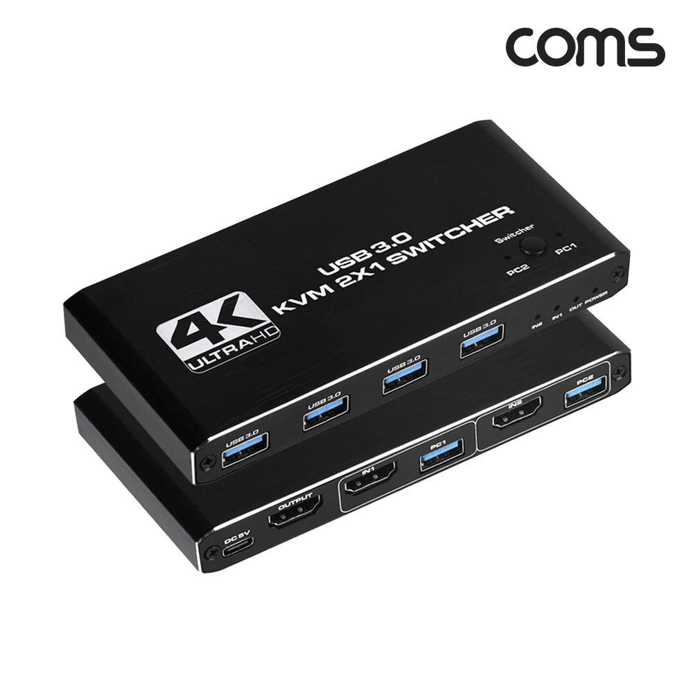 Coms HDMI KVM 스위치 선택기 2대1 PC 2대