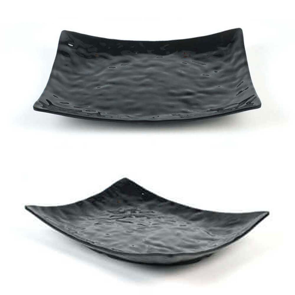 블랙 멜라민 한정식 반찬 접시 그릇 32.5x23.3cm 8호