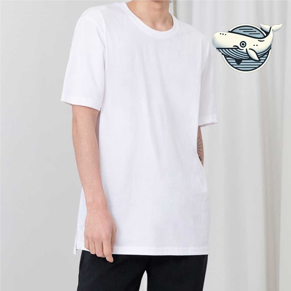 여름용 남자 롱 반팔 티셔츠 심플한 화이트