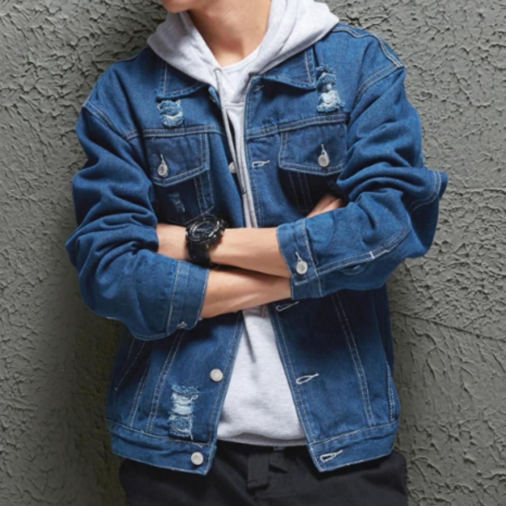 남성 데일리 캐주얼 연청 진청 워싱 청자켓 데님자켓