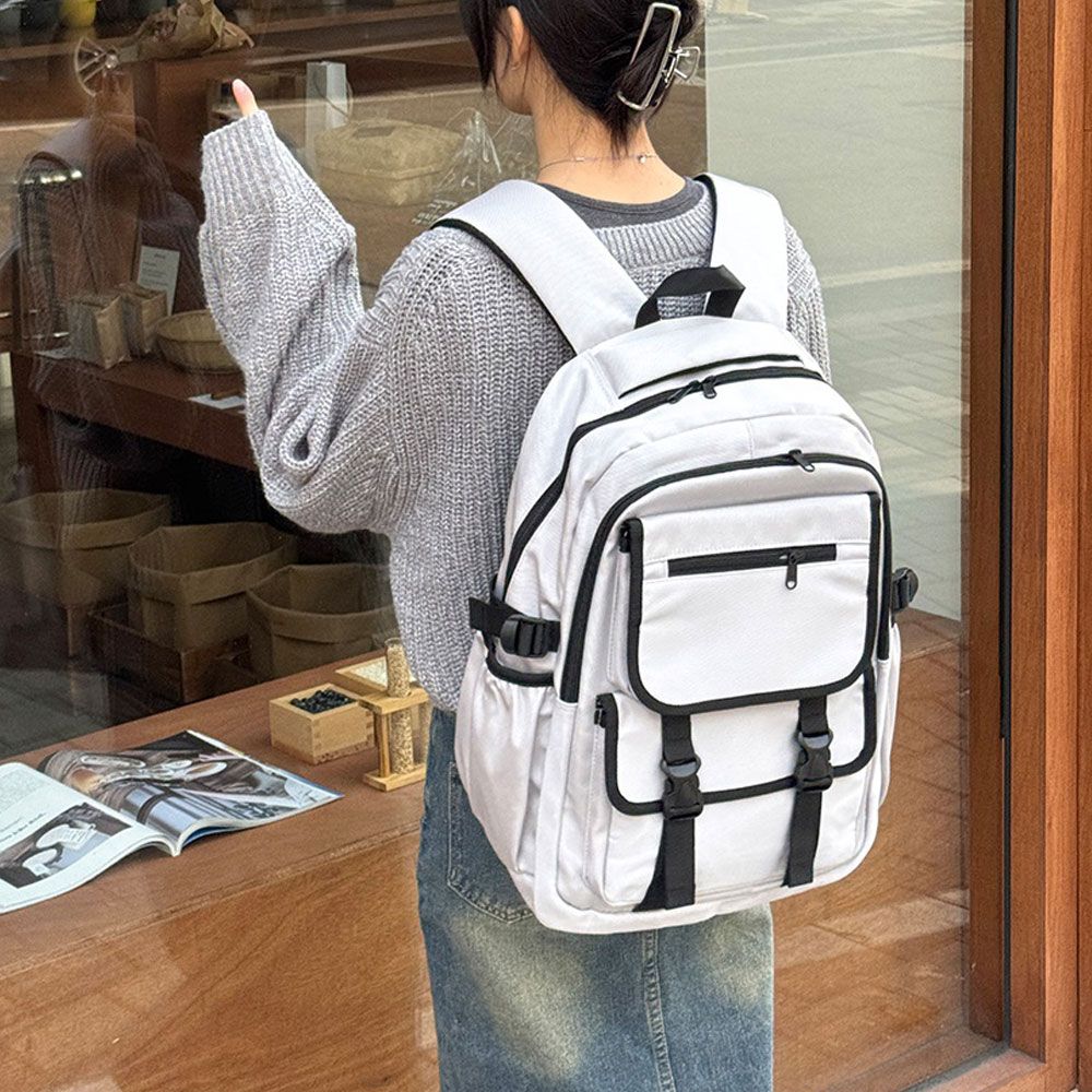 투톤 멀티포켓 캐주얼 학생 책가방 남녀공용 백팩