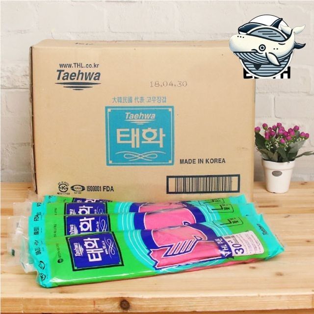 안전한 청소용 고무장갑 대형 꽃무늬 핑크색