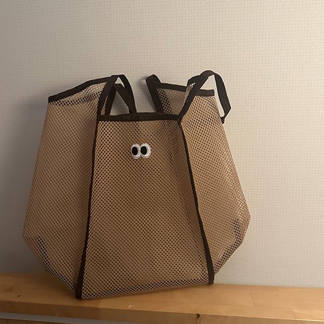 배색 눈알장식 매쉬토트백 망사가방 네트백 보부상백