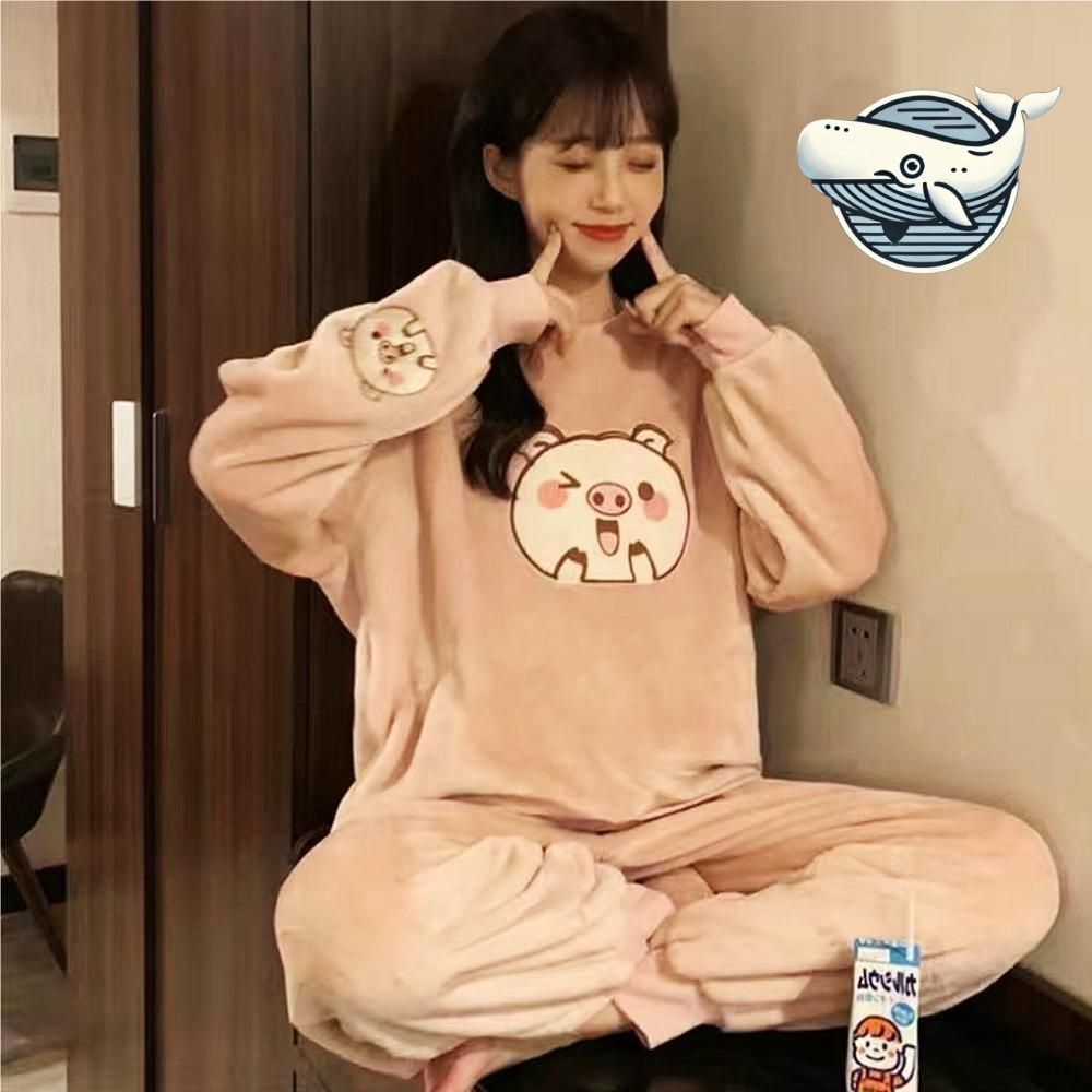 귀여운 극세사 수면 잠옷 포근한 홈웨어 파자마