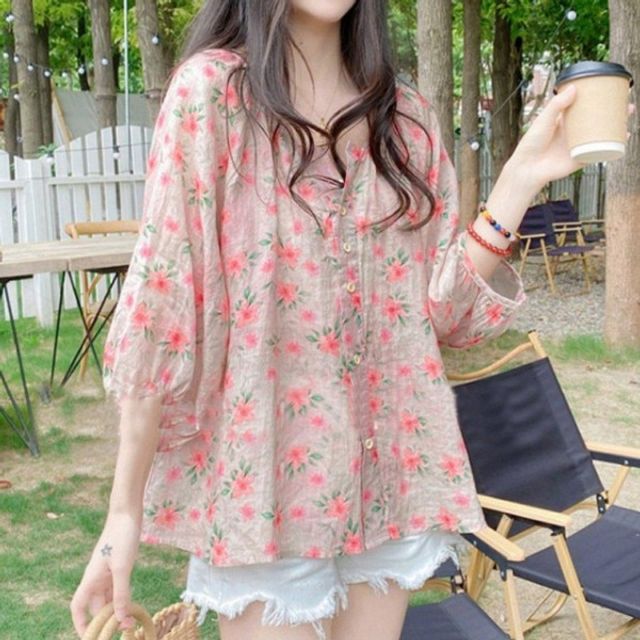 여성 퍼프 여름 기본 소매 데이 꽃무늬 플라워
