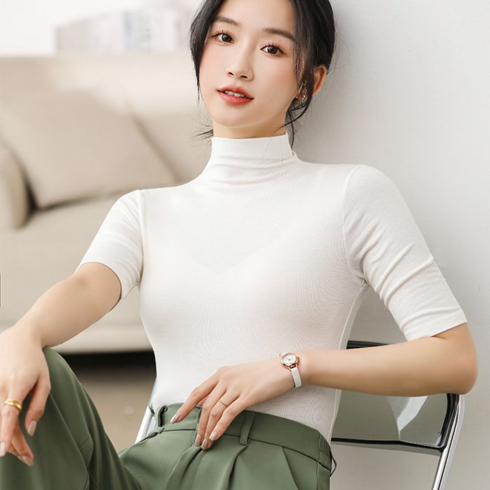 솔리드 모달 폴라 반팔목티 반목티 2장묶음 T279 폴라