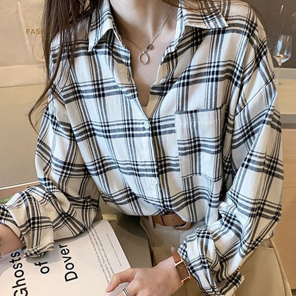 긴팔남방 카라넥셔츠 간절기아우터 체크남방 셔츠