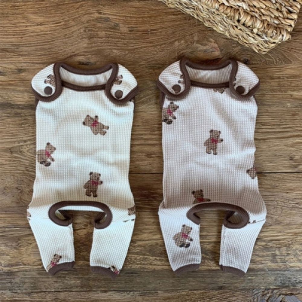 강아지 와플곰 올인원 2XL 1P 반려견 봄가을 잠옷