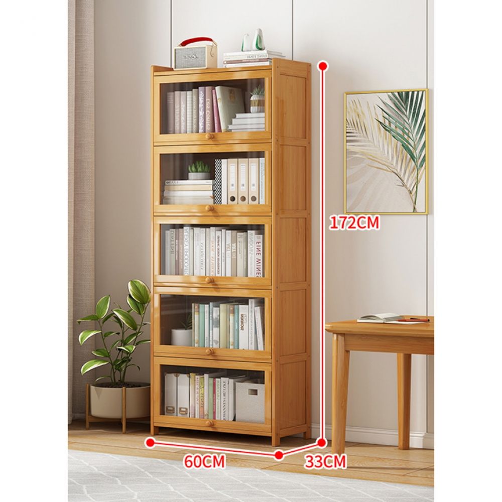 60cm 6단 우드 대나무 수납장 아크릴