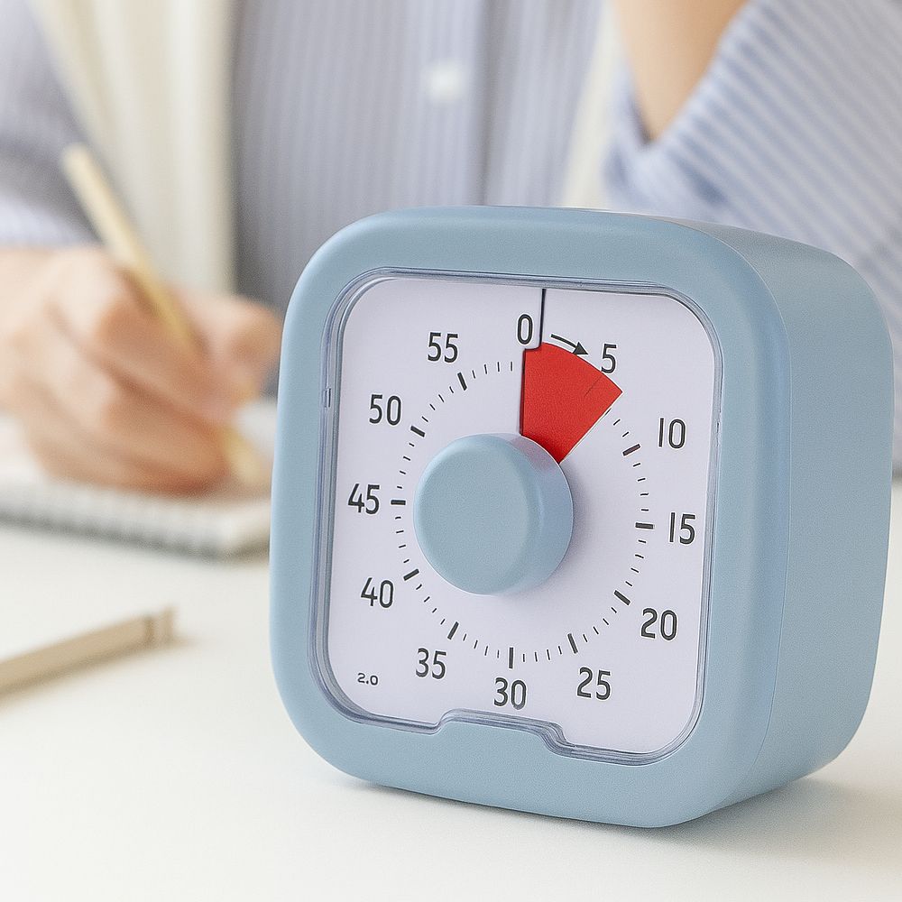 탁상 스톱워치 수능생 공부 무소음 건전지 알람 시계 2컬러
