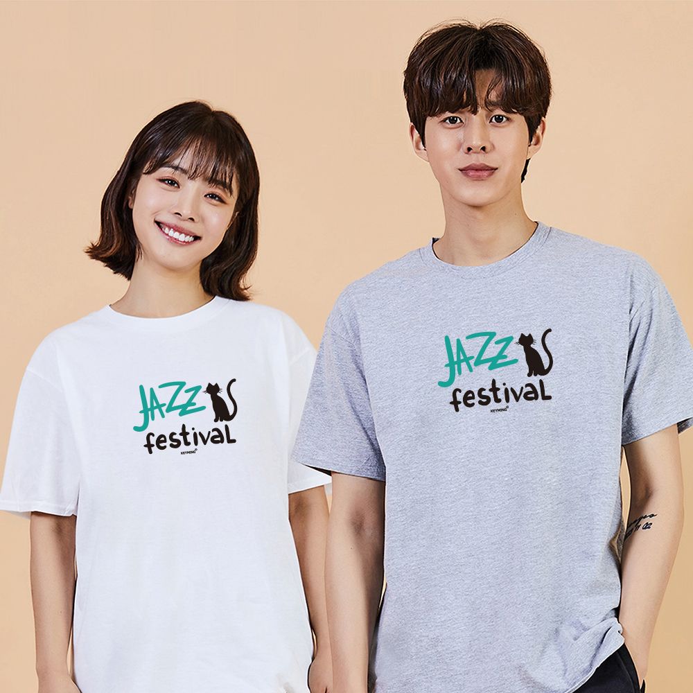 키밍 JAZZ 재즈 고양이 캐릭터티셔츠 기본반팔티