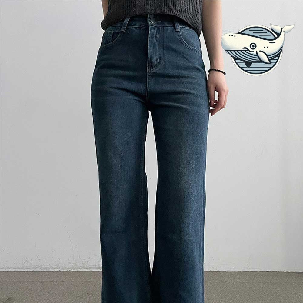 키작녀 필수 아이템 진청 세미 나팔바지 데일리