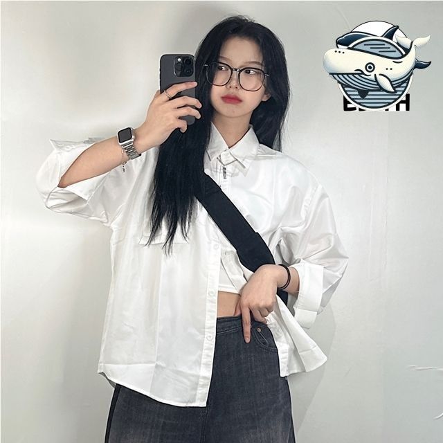 여성 오버핏 긴팔셔츠 간편한 포켓 디테일