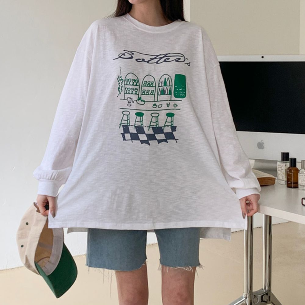 다솜결 트임 박스 브런치 티셔츠 홈웨어
