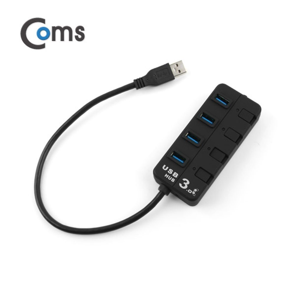 Coms USB 허브 3.0 (4포트 무전원) 개별 스위치