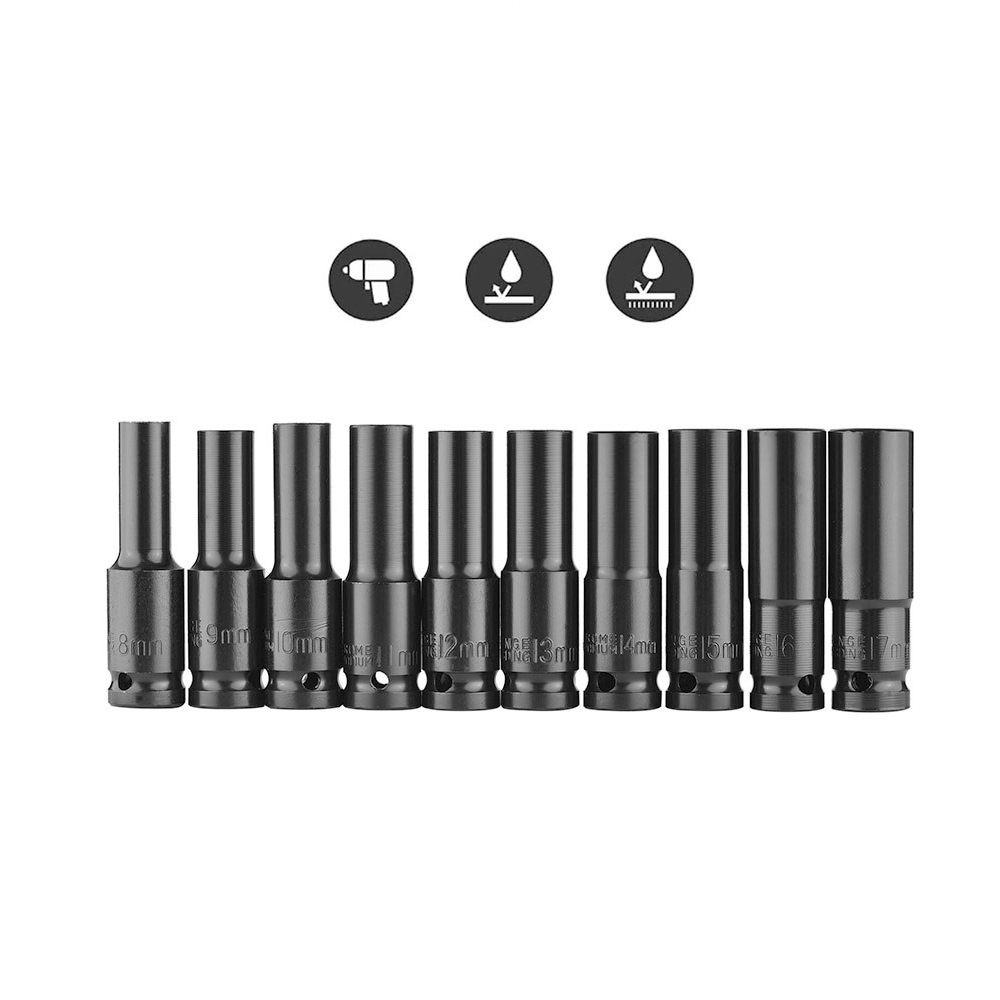 GDM 임팩트 롱소켓 비트 10개 세트 8mm-24mm