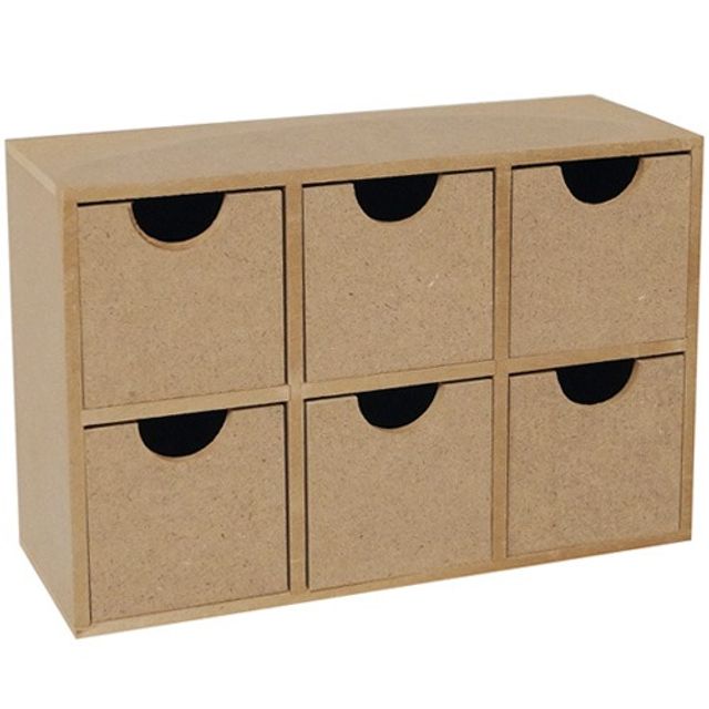 우드공예 MDF 사각 2단 6구 서랍 21.1x14.4cm 32개