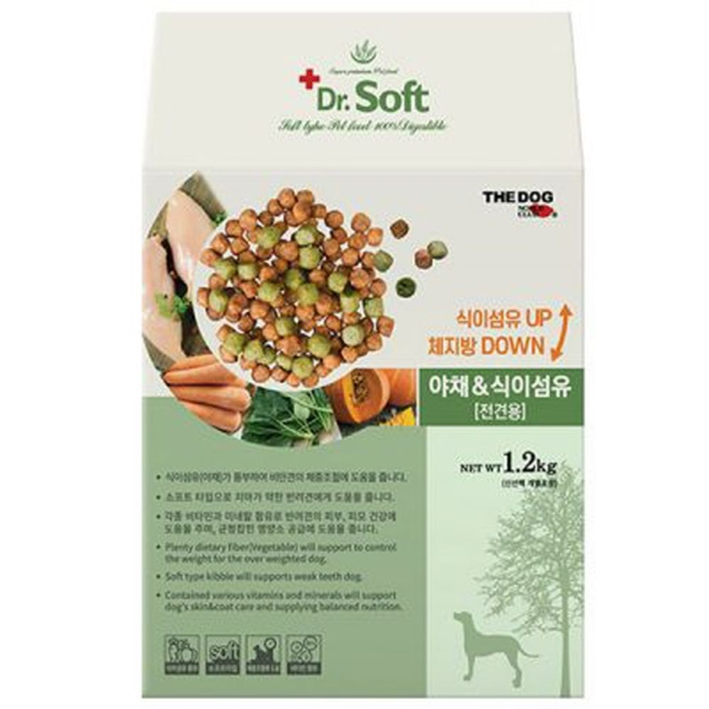 무곡물 소프트 전견용 일상 사료 치킨 야채 1.2KG 1개