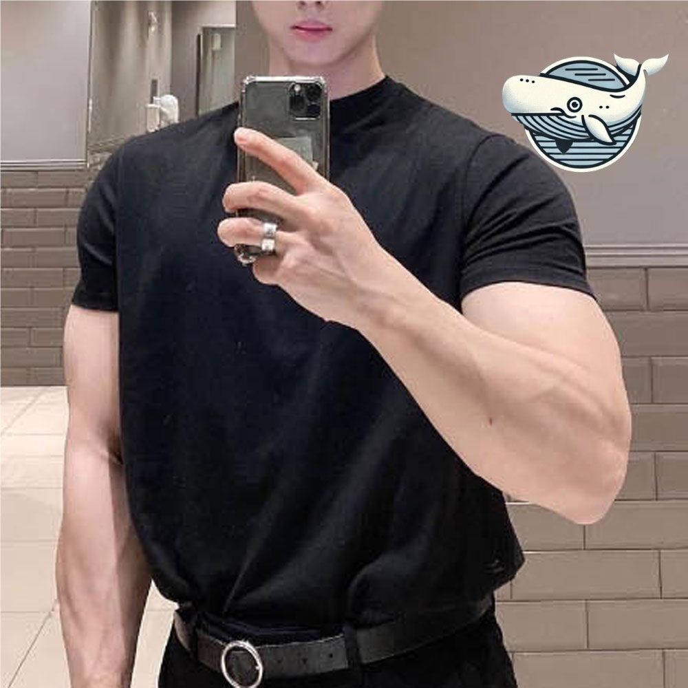 심플 머슬핏 반팔 티셔츠 일상용 기본 스타일