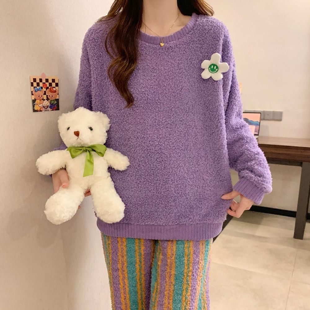 포근한 극세사 잠옷 여성용 홈웨어 파자마