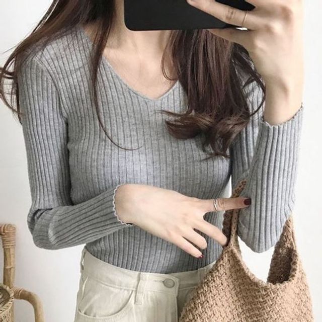 자켓이너 모던 탑 코튼 브이넥 이너 쓰리버튼