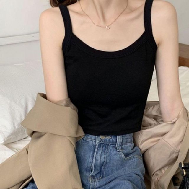 캐주얼 여름 여성 기본 캡내장 데이 크롭 민소매 나시