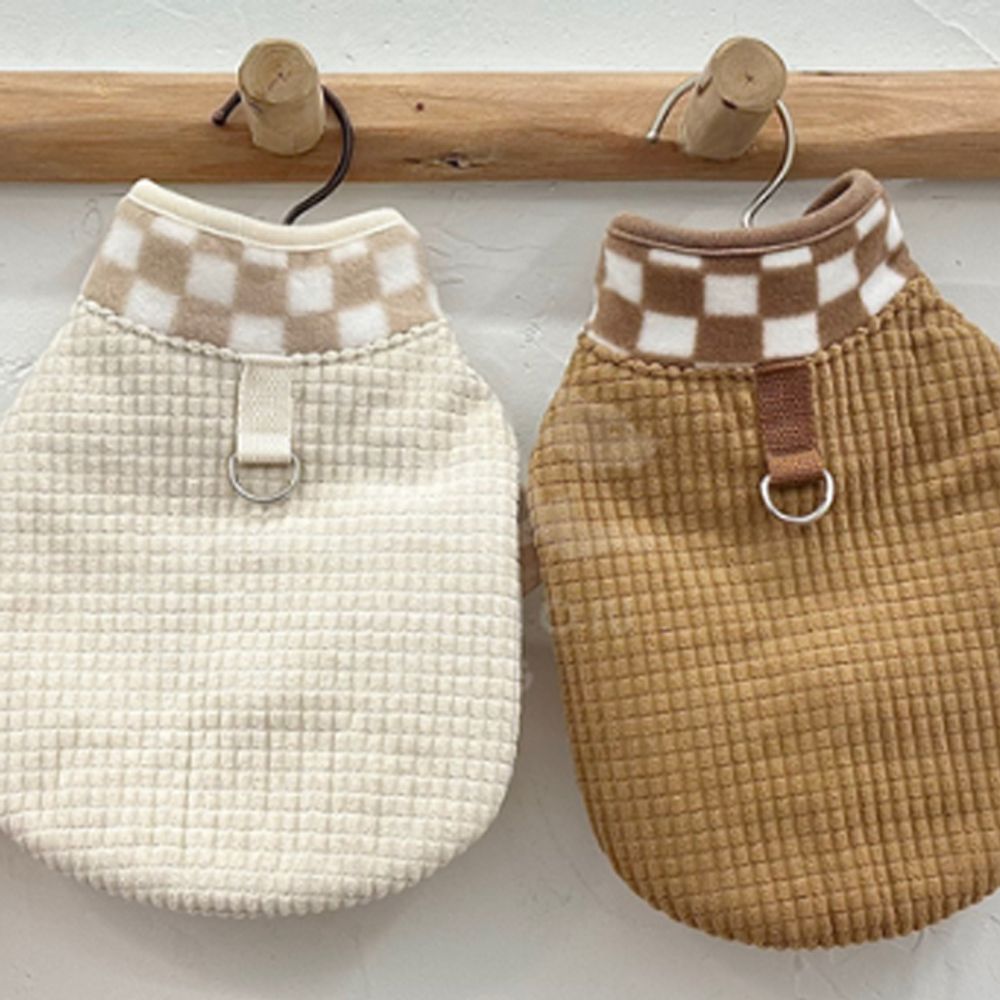 강아지 와플 골덴 자켓 2XL 1P 반려견 겨울 산책고리