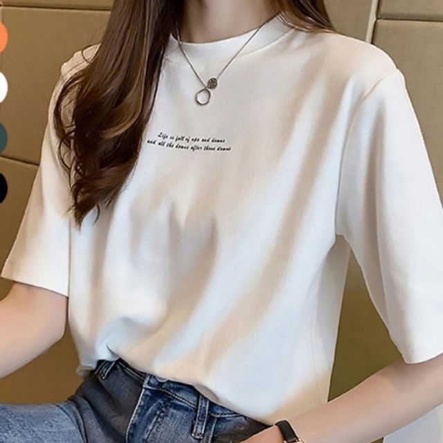 심플 반팔티 여자 기본 라운드넥 데이 여름 상의 기본