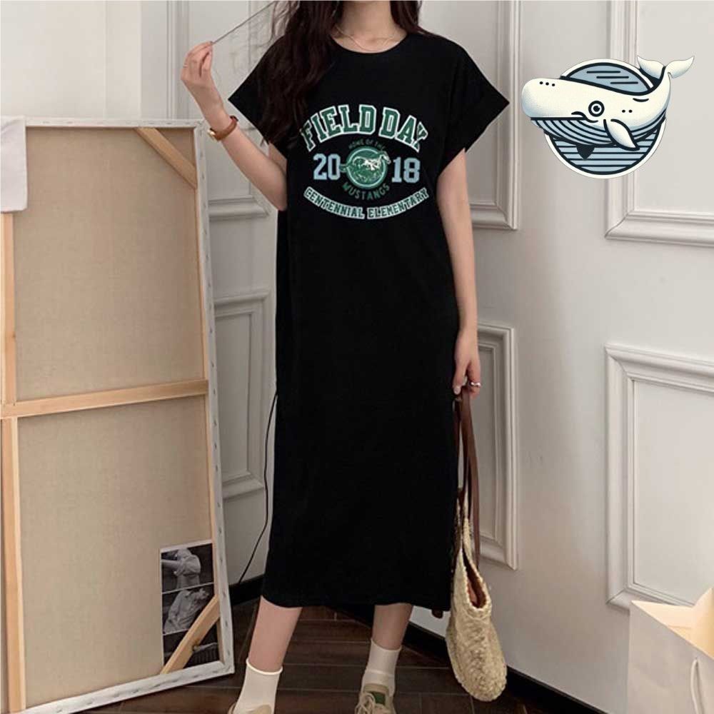 편안한 캐주얼 롱티 프린팅 원피스 여름 홈웨어