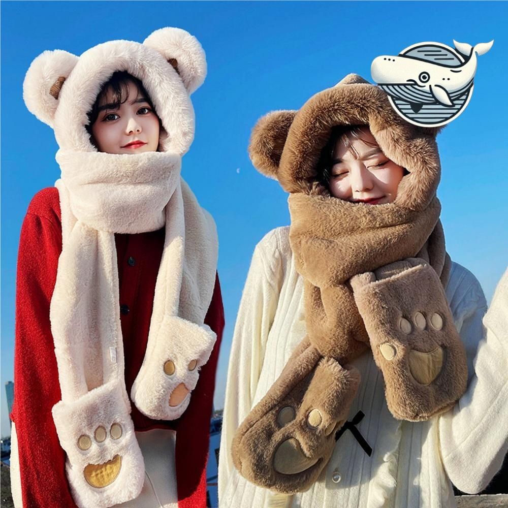 포근한 곰발바닥 털모자 일체형 장갑 따뜻한